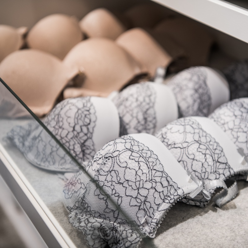 Women's bras close-up. Many different beautiful sexy bras. Sexy lingerie